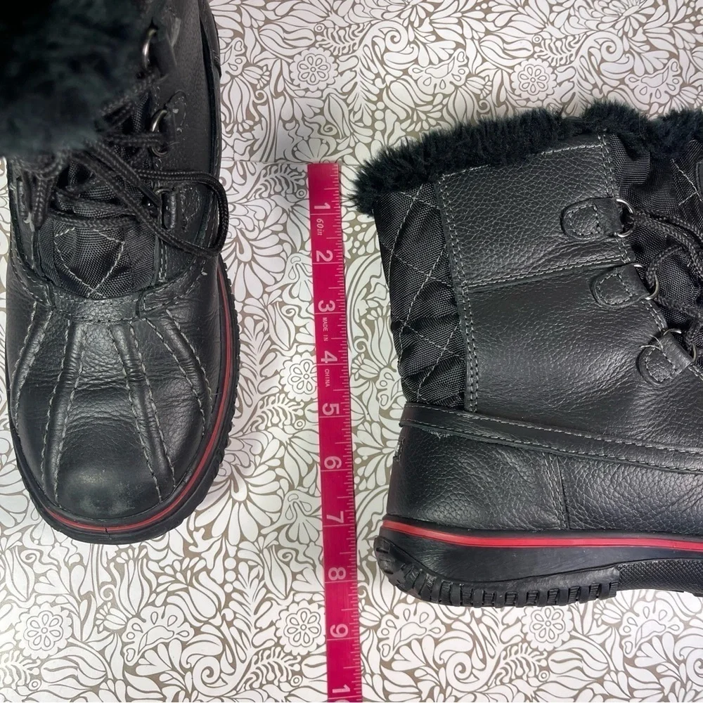 Pajar Canada Winter Boots Leather Nylon Faux Fur Lined Waterproof Black